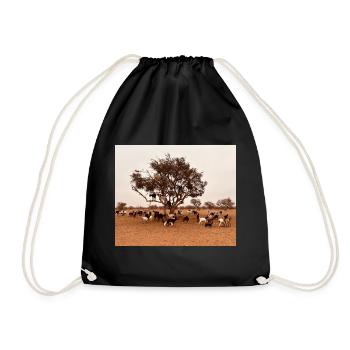 Des chèvres sous un arbre dans la savane - Sac de sport léger - noir - Devant