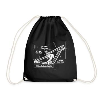 MTB Blueprint: Full-Suspension Frame Tech - Drawstring Bag - black - Front