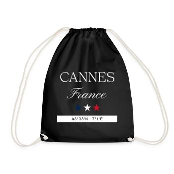 Cannes Frankreich Souvenir – Reise minimalistisch - Turnbeutel - Schwarz - Vorne