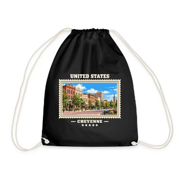 Vereinigte Staaten Cheyenne Vintage Reisemarke - Turnbeutel - Schwarz - Vorne