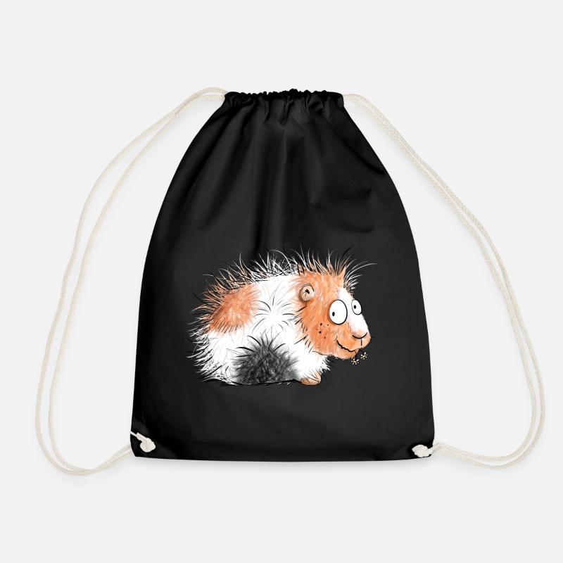Süßes Meerschweinchen mit Gänseblümchen I Geschenk - Turnbeutel - Schwarz