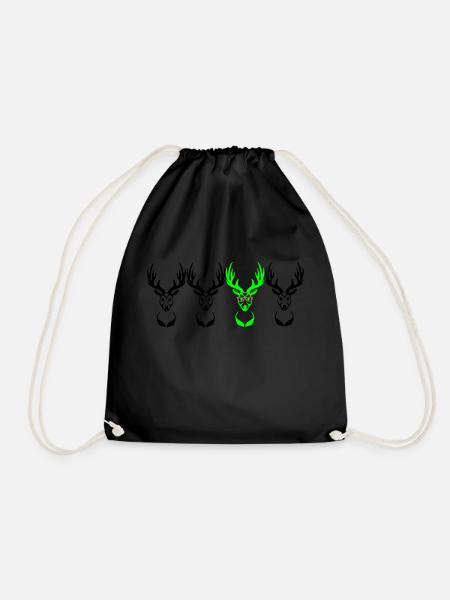 Be different! Deer head Nerd Geek 3c - Drawstring Bag - black