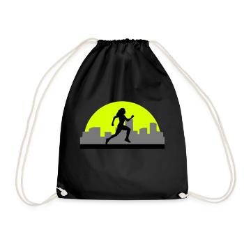 Läuferin, laufen, Stadtlauf, Skyline - Turnbeutel - Schwarz - Vorne