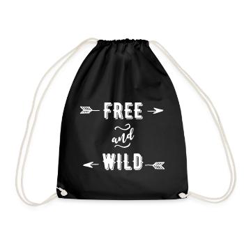 Free and Wild - Drawstring Bag - black - Front