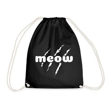Cats Funny Sayings Meow Claws Paw Icon - Drawstring Bag - black - Front