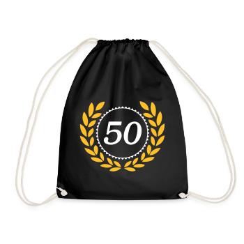 50.Geburtstag,Jubiläum,50 Jahre,Lorbeerkranz (25) - Turnbeutel - Schwarz - Vorne