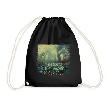 Forest soul healing nature tree trees green lungs - Drawstring Bag - black - Front