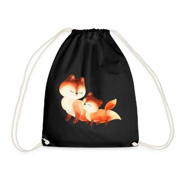 Peinture aquarelle des deux renards câlins - Sac de sport léger - noir - Devant