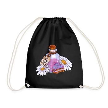 Drink me, Eat me Flasche Küchlein im Alice Style - Turnbeutel - Schwarz - Vorne