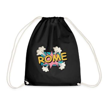 Rom Rome Italien Stadt Schrift Pop Art Comic - Turnbeutel - Schwarz - Vorne