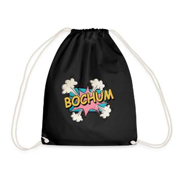 Bochum Germany City Font Pop Art Comic - Drawstring Bag - black - Front