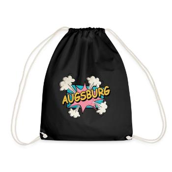 Augsburg Germany City Font Pop Art Comic - Drawstring Bag - black - Front