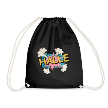Halle Germany City Font Pop Art Comic - Drawstring Bag - black - Front
