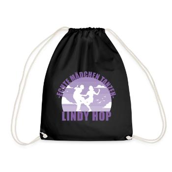 Echte Mädchen tanzen Lindy Hop Geschenk - Turnbeutel - Schwarz - Vorne