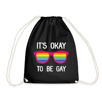 Pride Month - It's Okay To Be Gay - Drawstring Bag - black - Front