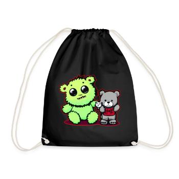 Cute Cute Little Monster Teddy Bear Zombies - Drawstring Bag - black - Front