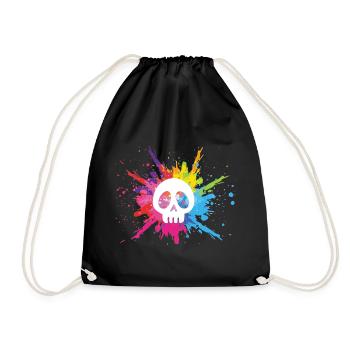 Weißer Schädel und bunte Explosion - Turnbeutel - Schwarz - Vorne