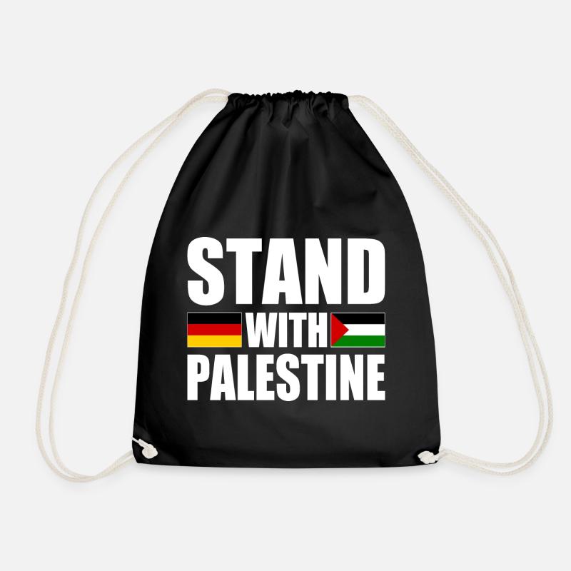 Stand with palestine - Drawstring Bag - black
