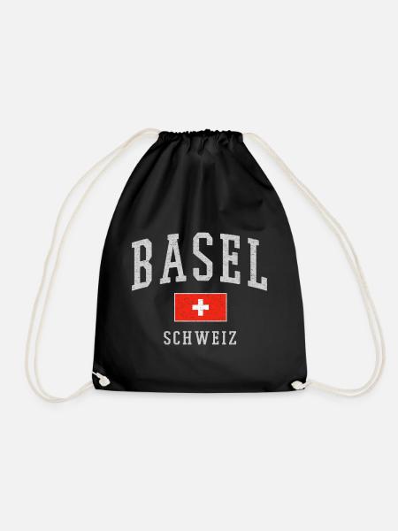 Basel Schweiz Emblem Druck - Turnbeutel - Schwarz