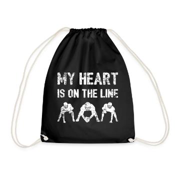 Mon cœur est en jeu - Joueur de ligne de football I - Sac de sport léger - noir - Devant