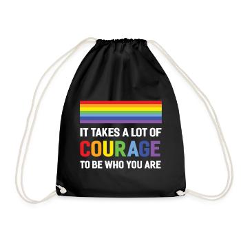LGBTQ Pride Month - It Takes a Lot of Courage - Drawstring Bag - black - Front