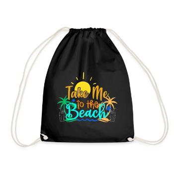Sunset Beach Vacation Graphic - Drawstring Bag - black - Front