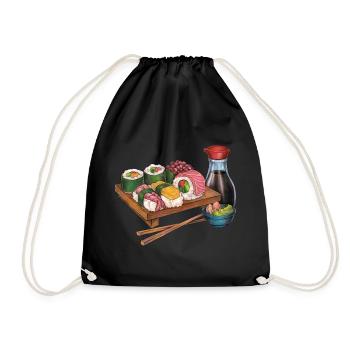 Cooles hangezeichnetes Sushi Geschenk Japan Manga - Turnbeutel - Schwarz - Vorne