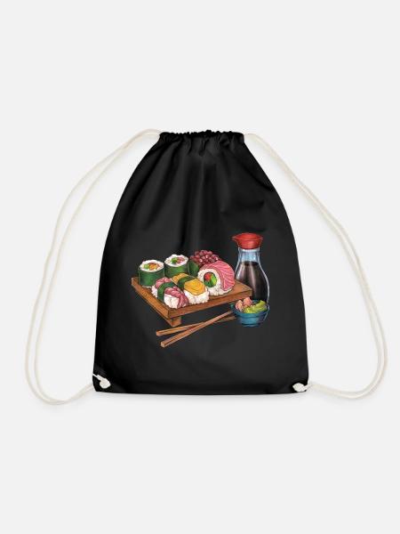 Cooles hangezeichnetes Sushi Geschenk Japan Manga - Turnbeutel - Schwarz