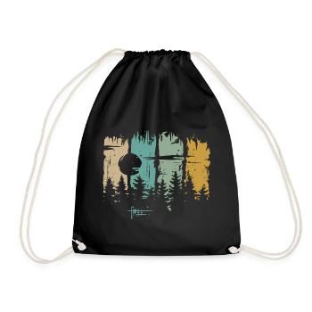 Retro Moon & Forest Design – Free Lettering & Nature - Drawstring Bag - black - Front