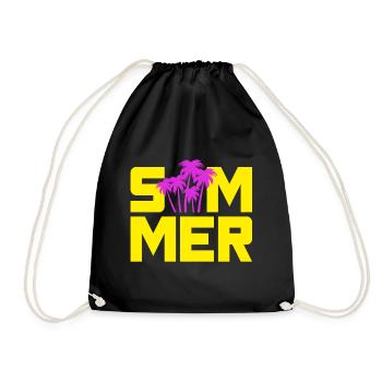 Summer Palm Trees Sun Holiday Camping Beach Leisure - Drawstring Bag - black - Front