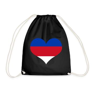 Sorb Heart blue red white - Upper Lusatia - Drawstring Bag - black - Front