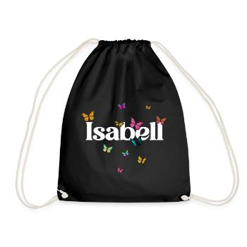 Beau prénom de fille avec des papillons ISABELL - Sac de sport léger - noir - Devant