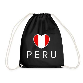 Heart with Peru flag, Peruvian pride - Drawstring Bag - black - Front