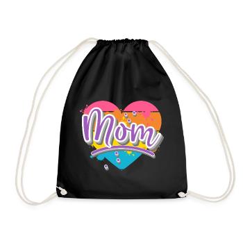 Mom Heart - Drawstring Bag - black - Front