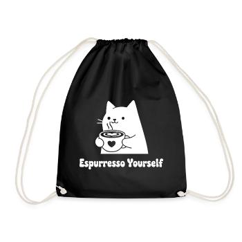 Espresso Yourself Cat Motif - Drawstring Bag - black - Front