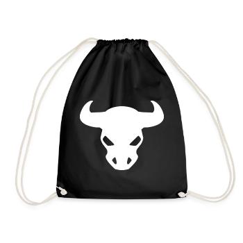 Stier Design – Stierkopf Outfit - Turnbeutel - Schwarz - Vorne