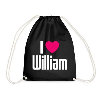 I Love William Pinkes Herz Ich liebe William - Turnbeutel - Schwarz - Vorne