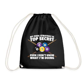 My pool strategy lustiges Billard Billardspieler - Turnbeutel - Schwarz - Vorne