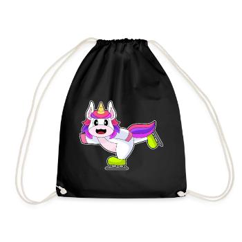 Einhorn Eislaufen Schlittschuhe Wintersport - Drawstring Bag - black - Front