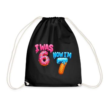 7th Birthday Boy 7 Years Old, I Was 6 Now In 7 - Drawstring Bag - black - Front