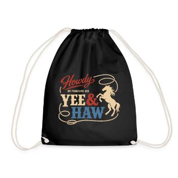 Lustiges Pronomen Yee Haw T-shirt Cowboy Humor - Turnbeutel - Schwarz - Vorne