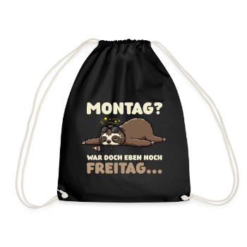 Monday? It was just Friday – sloth - Drawstring Bag - black - Front
