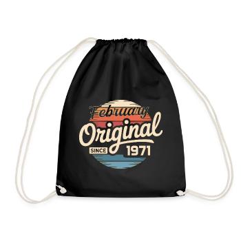 February 1971 Birthday present February 1971 - Drawstring Bag - black - Front