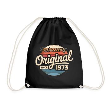 February 1973 Birthday present February 1973 - Drawstring Bag - black - Front