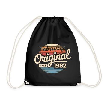February 1982 Birthday present February 1982 - Drawstring Bag - black - Front