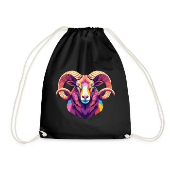 Sheep Head Funny Gift Farm Animal - Drawstring Bag - black - Front