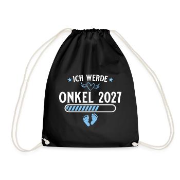Ich werde Onkel 2027 – Baby Ankündigung - Turnbeutel - Schwarz - Vorne