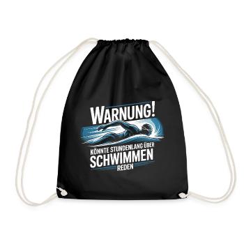  Warnung Könnte Stundenlang Über Schwimmen Reden - Turnbeutel - Schwarz - Vorne