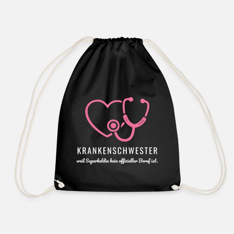 Krankenschwester Superheldin - Lustiges Pflege Med - Turnbeutel - Schwarz