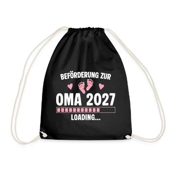 Beförderung zur Oma 2027 - Loading Nachwuchs - Turnbeutel - Schwarz - Vorne